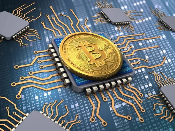 Illustrasjon av bitcoin over bakgrunnen – stockfoto