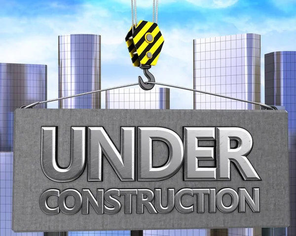 Metallic under construction sign — Stock Photo, Image