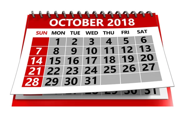 Illustrazione del calendario ottobre — Foto Stock