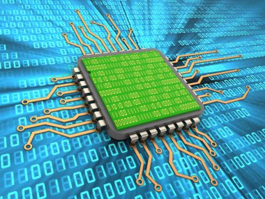 İşlemci arka plan üzerinde gösterimi 