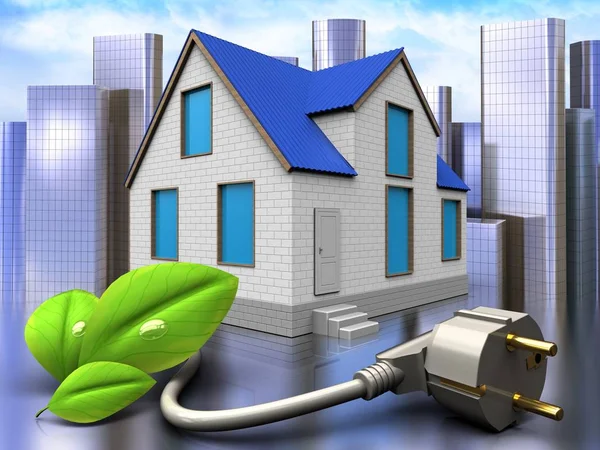 Huis met eco-netsnoer — Stockfoto