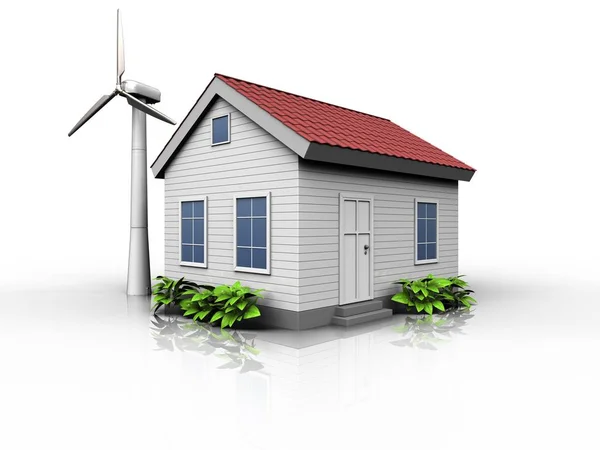 Wind energy house — Stockfoto