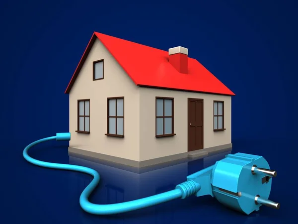 Illustration of house with cable — Stock Photo, Image