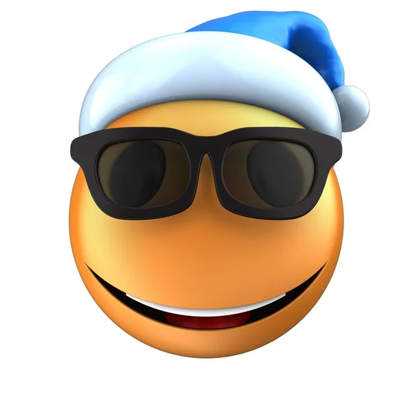 Emoticono sonrisa con sombrero de Navidad —  Fotos de Stock