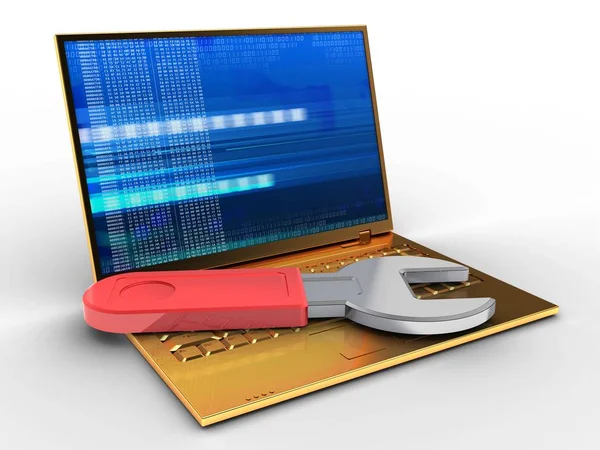 Illustration of golden computer — Stock Photo, Image