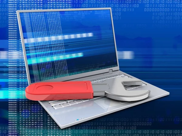 Illustration of laptop over background — Stock Photo, Image