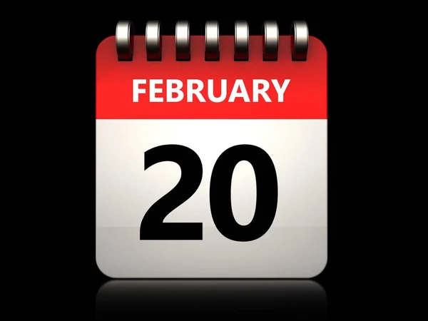 Illustrazione del 20 febbraio calendario — Foto Stock