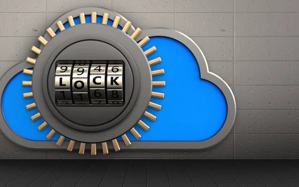 Nube con puerta de bloqueo de código — Foto de Stock
