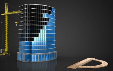 Ofis Binası inşaat vinç ile