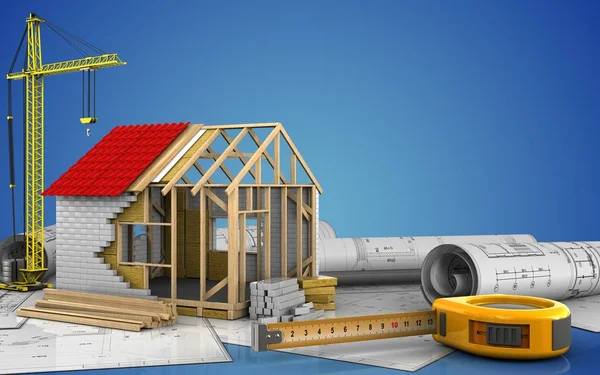 vinç ile çerçeve ev çizimi