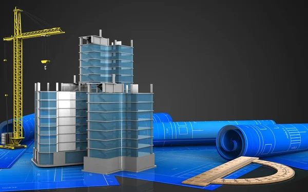 Şehir çeyrek inşaat vinç ile