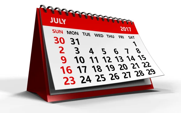 July 2017 calendar — Stock Photo, Image