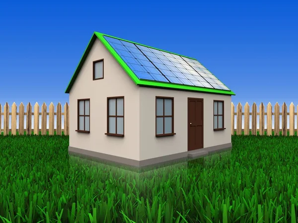 Дом с солнечной батареей — стоковое фото