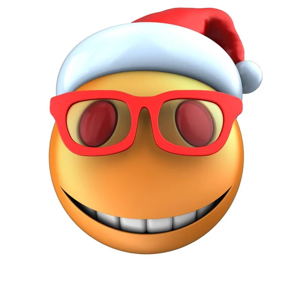 Emoticon sorriso com chapéu de Natal — Fotografia de Stock