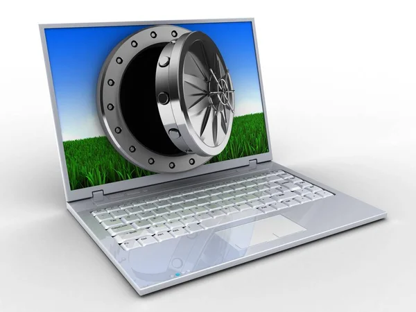 Illustration of laptop over  background — Stock Photo, Image