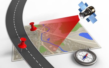  Kırmızı iğneler ile harita gösterimi