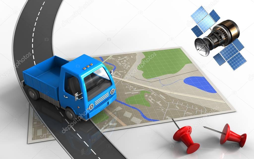  illustration of map with truck