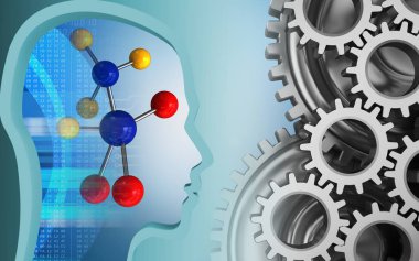 molekül üzerinde mavi arka plan