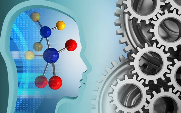 molekül üzerinde mavi arka plan