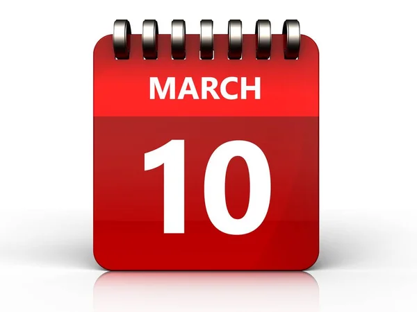 Ілюстрація календаря з 10 березня — стокове фото