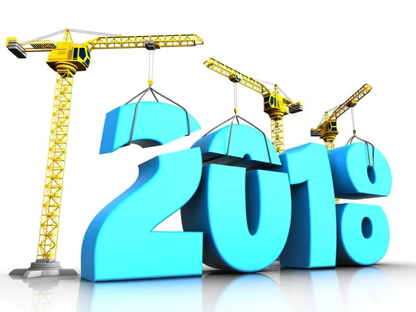 Building blue 2018 new year sign — Stock Photo, Image