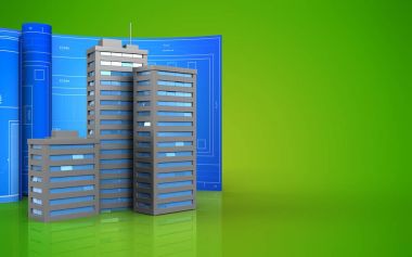  Rulo çizim ile şehir binaları