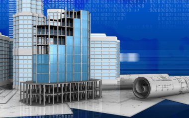 Modern bina kare kentsel sahne ile 