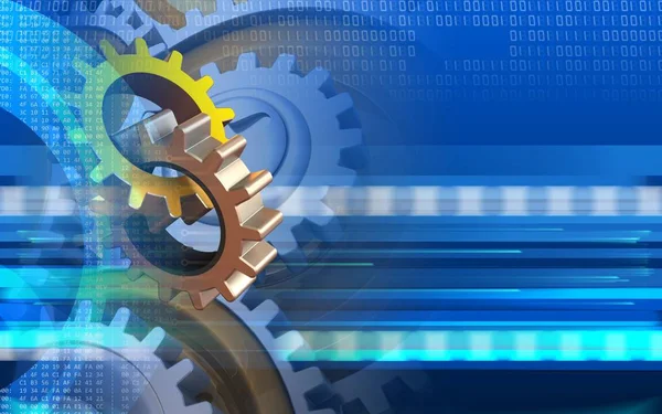 Gears over cyber background — Stock Photo, Image