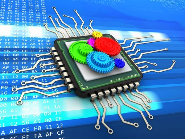 Számítógépes chip illusztrációja — Stock Fotó