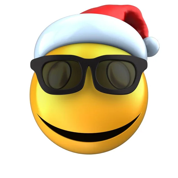 Emoticon smile with Christmas hat — Stock Photo, Image