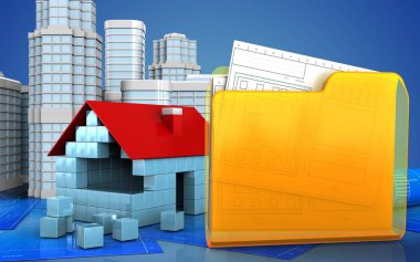 ev blok inşaat kentsel sahne ile