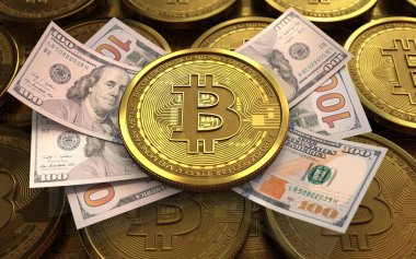 bitcoin arka plan üzerinde gösterimi