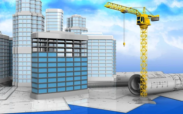 Illustration of building construction — Stock Photo, Image