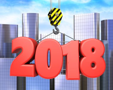  illustration of red 2018 sign  clipart