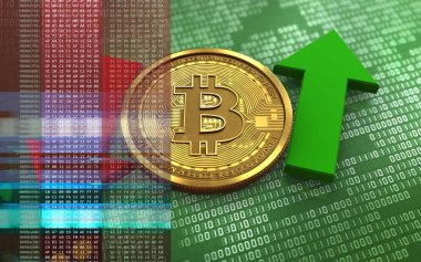 bitcoin arka plan üzerinde gösterimi