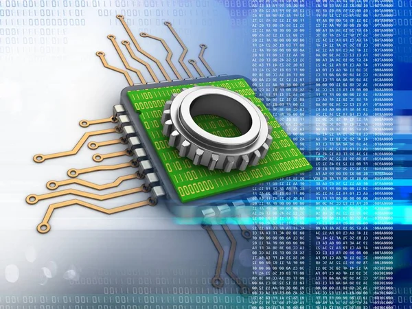 Illustratie van elektronische microprocessor — Stockfoto
