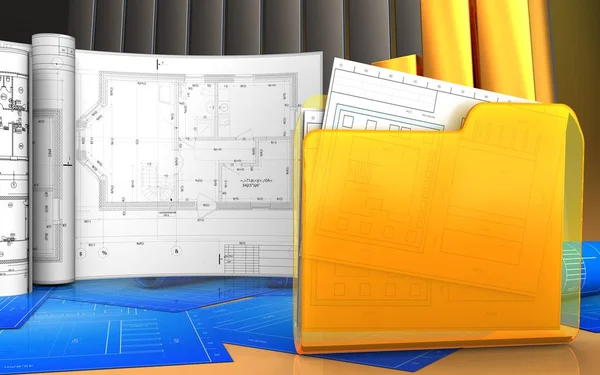 図面フォルダーの図 — ストック写真