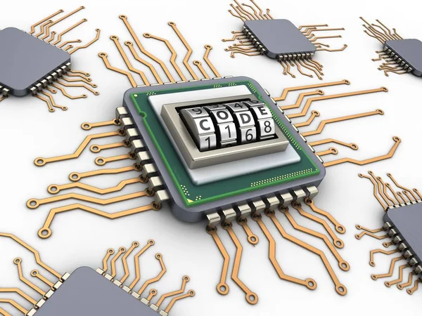 Ilustracja komputer chip — Zdjęcie stockowe