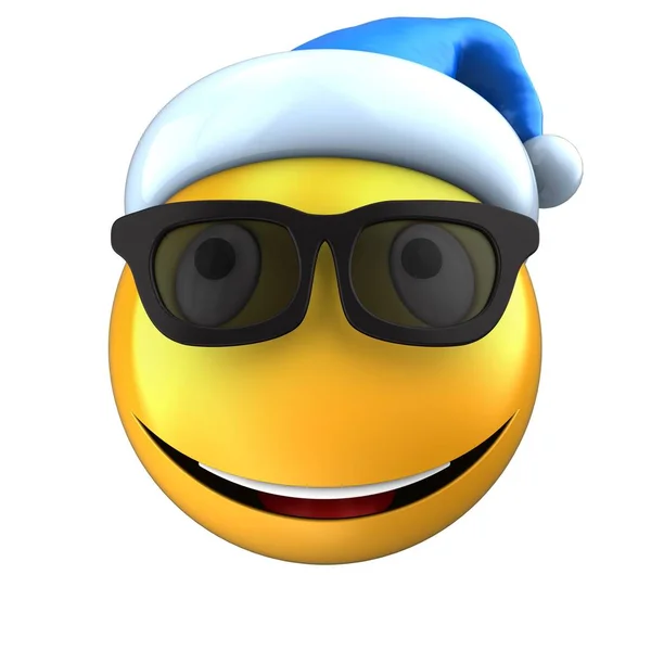 Emoticono sonrisa con sombrero de Navidad — Foto de Stock