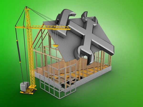 House frame over green background — Stock Photo, Image