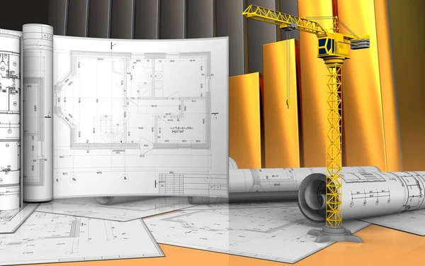  Altın grafikler üzerinde çizimler ile vinç