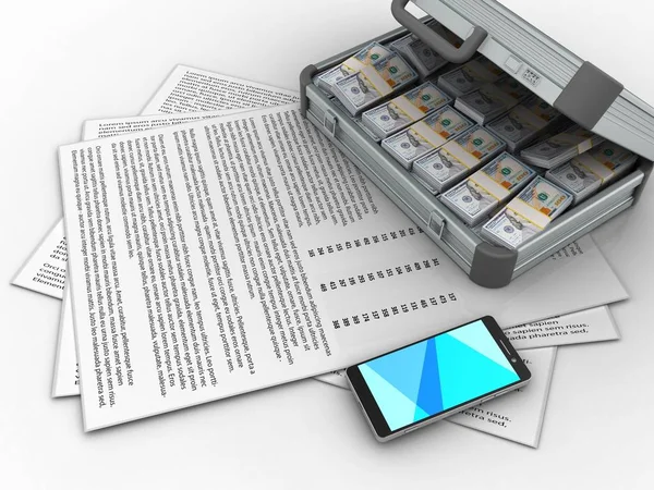 Illustration of papers and case — Stock Photo, Image