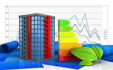  iş grafiği üzerinde bina 