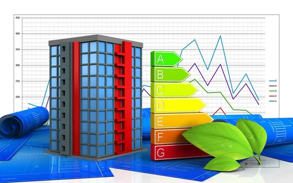  iş grafiği üzerinde bina 