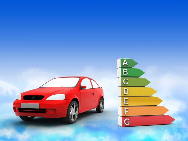 Illustration of car over sky background — Stock Photo, Image