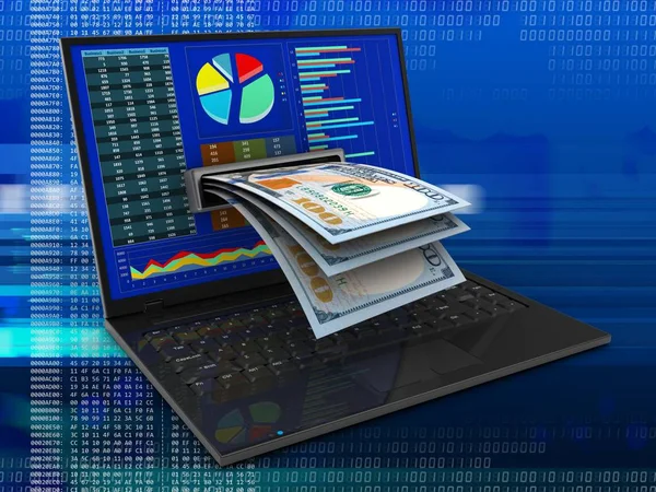 Illustrazione del computer portatile su sfondo — Foto Stock