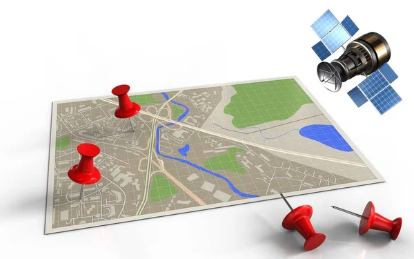  Kırmızı iğneler ile harita gösterimi