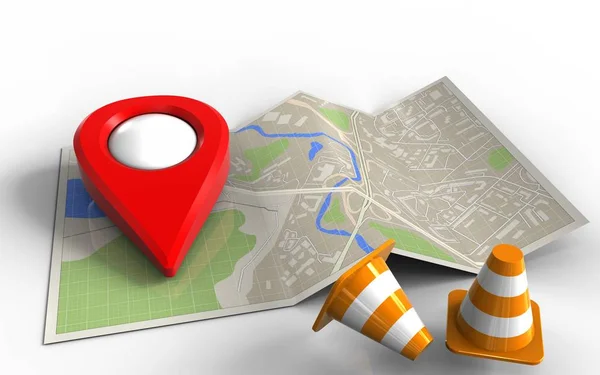 Illustration of map paper with point icon — Stock Photo, Image