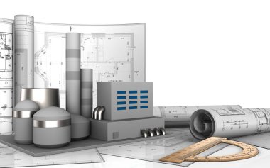 Fabrika çizimlerle gösteren resim