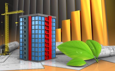 vinç ile bina çizimi